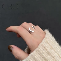 titanium steel cold wind smiley face opening ring south korea dongdaemun fashion niche design ring personality bracelet female