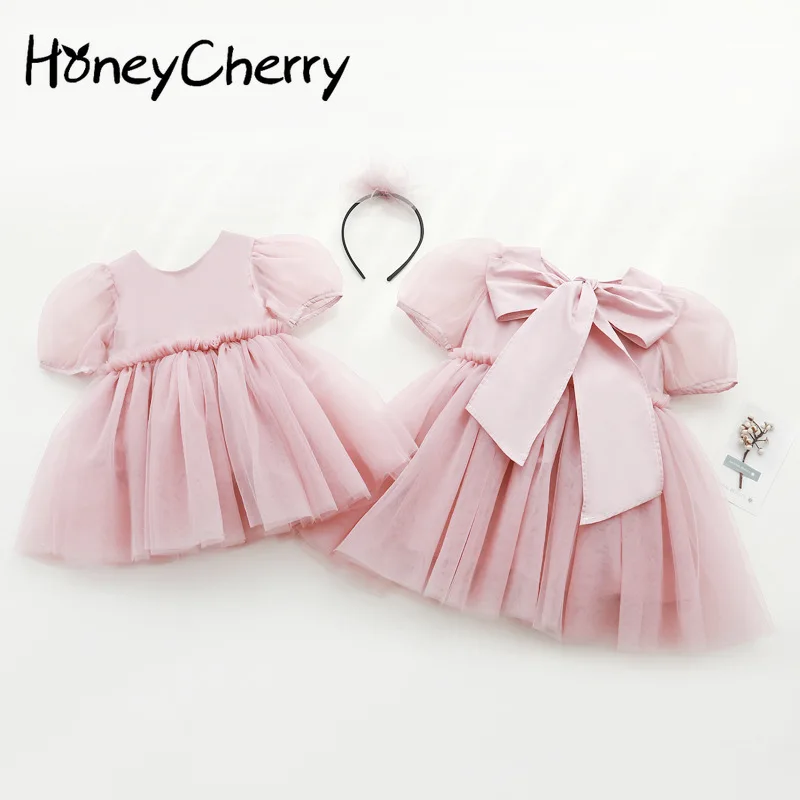 

HoneyCherry/2022 летнее платье принцессы с бантом для девочек; Платье для девочек; Газовое платье; Детская одежда; Одежда для сестер