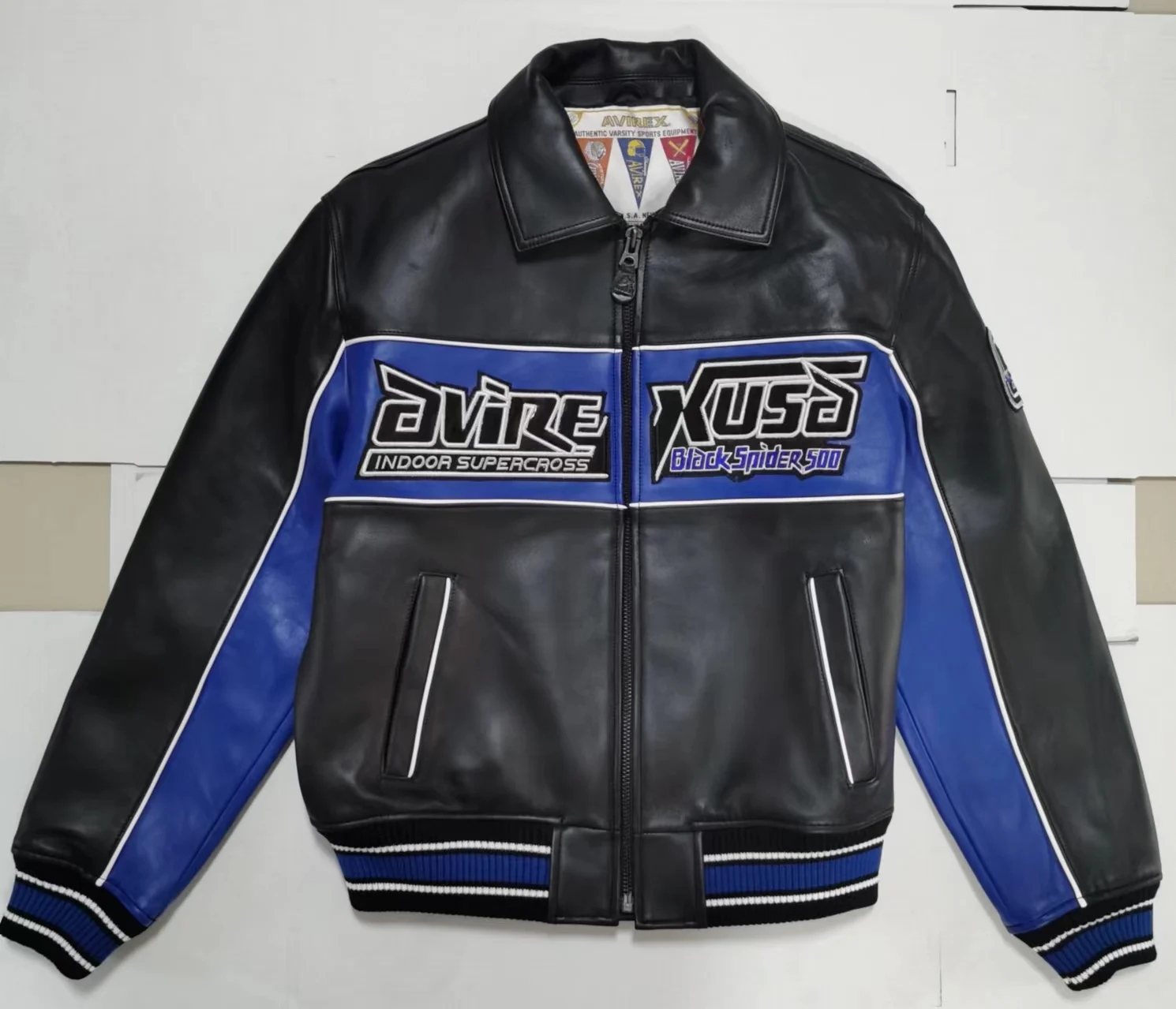 Мужская классическая кожаная куртка AVIREX летная из натуральной овечьей шкуры с