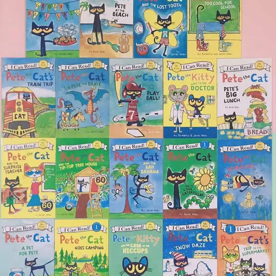 24 volumes of Pete the Cat I Can Read with gift box English picture book English book children's story picture book