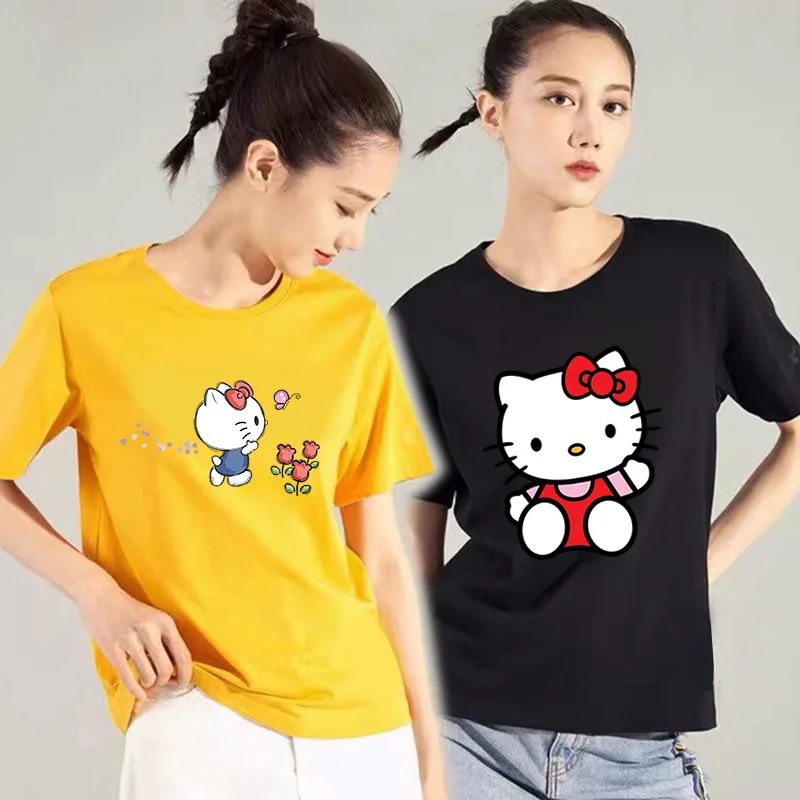 

Sanrio Top Cute Cartoon Hello Kitty Short-sleeved T-shirt Loose Short-sleeved Summer Unisex Couple Dress Harajuku Shirt