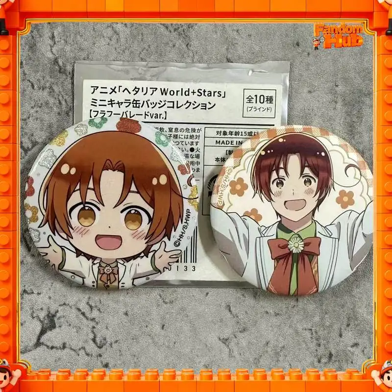 Фото Оригинальный голографический значок-пин из серии Hetalia Flower Series с Ван Яо и Артуром Киркландом (чиби), аниме-атрибутика, игрушка, подарок №3