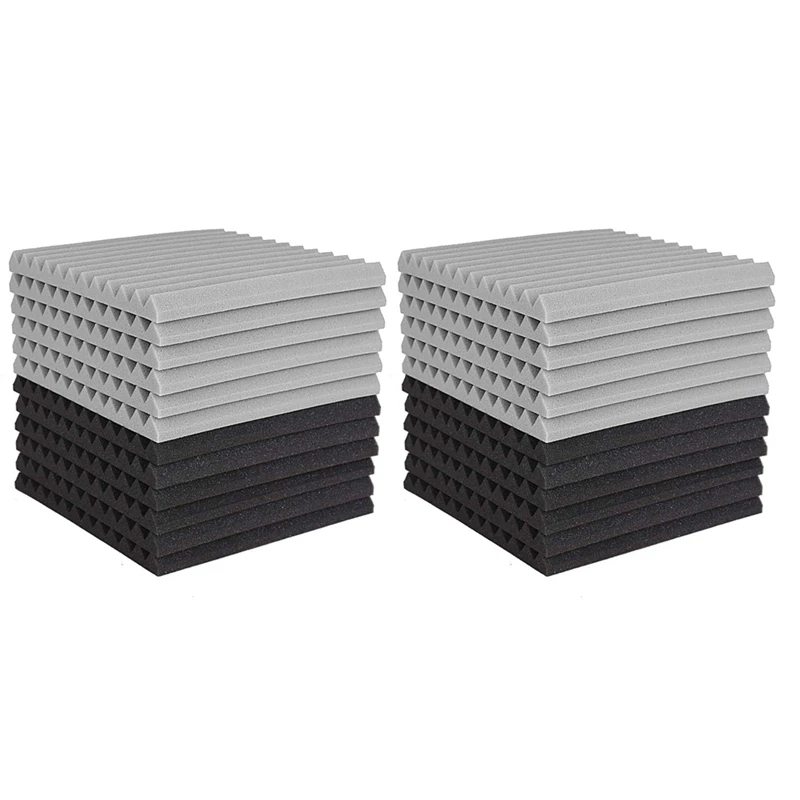 

24 Pcs Acoustic Foam Board,Studio Wedge Tile,Acoustic Foam Soundproof Pyramid Studio Treatment Wall Panel 2.5X30x30cm