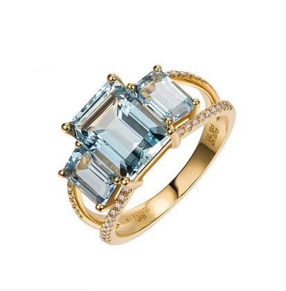 

ANGLANG Luxury Big Square BLUE AAAAA+ Zicon for Women/Men with Brilliant CZ Couple Rings Wedding Engagement Fashion Jewelry