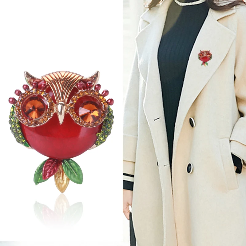 

Fashionable Owl Animal Brooch Vintage Corsage With Alloy And Diamond