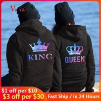 women men lovers sweatshirt couple hoodies chritsmas costumes lovers couples queen king crown hoodies women hoodies sweatshirt