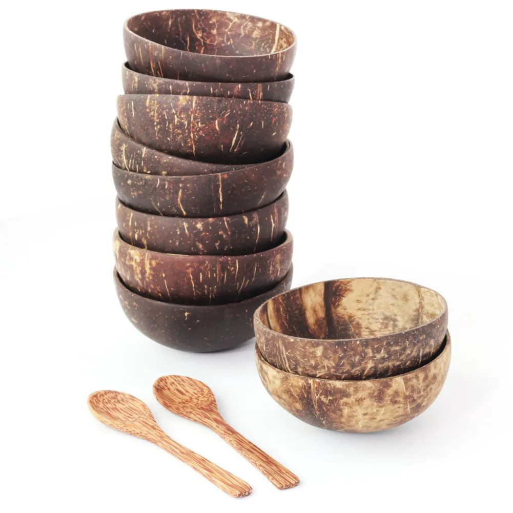 

Natural Old Coconut Bowl wooden Spoon Rice Ramen Salad Bowl Handmade Wooden Tableware Kitchen Item Home Decorative