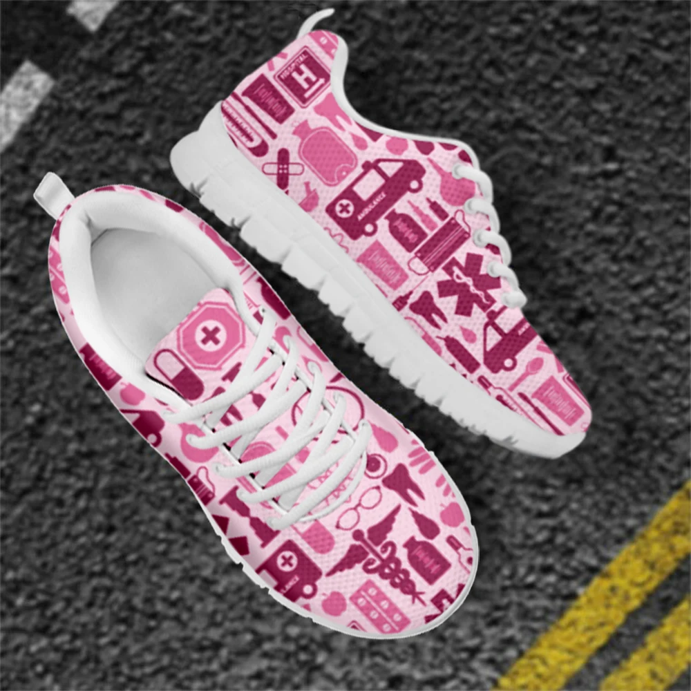 

INSTANTARTS Cute Medical Equipments Printing Women's Summer Fashion Design Versatile Flat Shoes Non-slip Breathable Sneakers