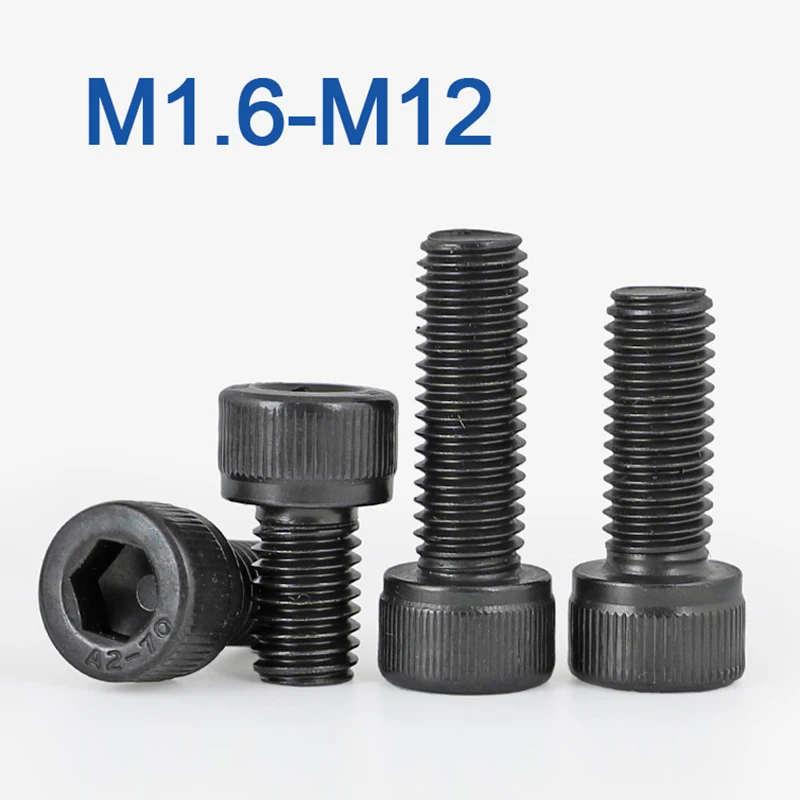 

DIN912 M1.6 M2 M2.5 M3 M4 M5 M6 M8 M10 M12 черный оцинкованный 304 шестигранный болт из нержавеющей стали с шестигранной головкой