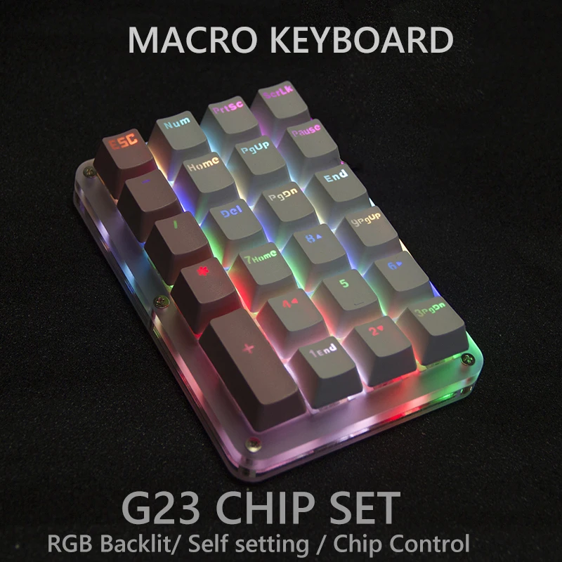 

G23 Keyboard OSU! One-Handed Accountant Mechanical Software setting Keyboard RGB Backlight 23 Keys Numpad Macro Function keypad