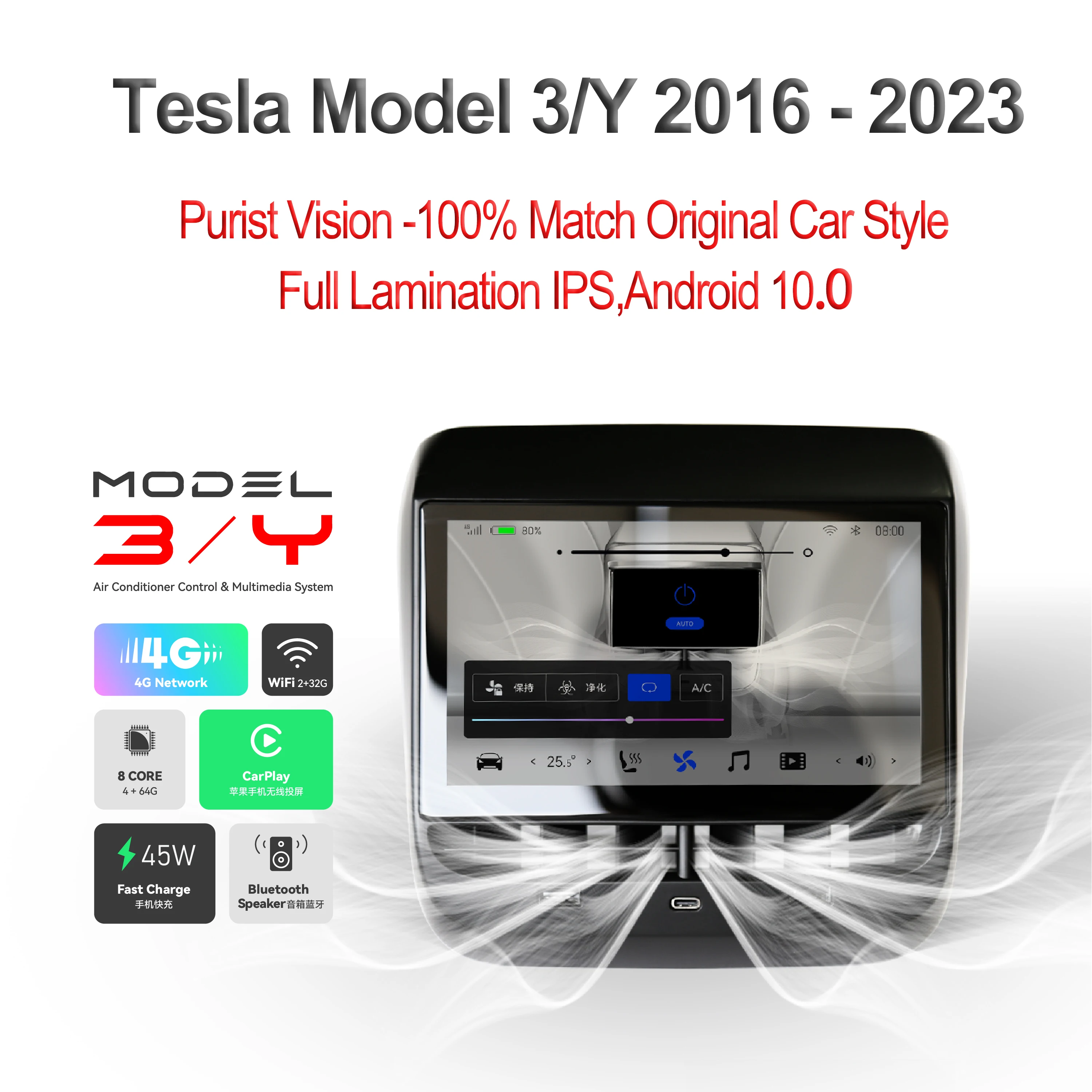 Сенсорный Android для Tesla Model 3 Y 2016 2017 2018 2019 2020 2021 2022 2023 мультимедийный GPS-навигатор