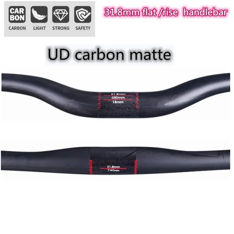 

UD carbon handlebar Matte Full Carbon Fiber Mountain Bicycle Straight Flat/Bend Riser Handlebar Bike MTB Part 31.8*600 - 760 mm