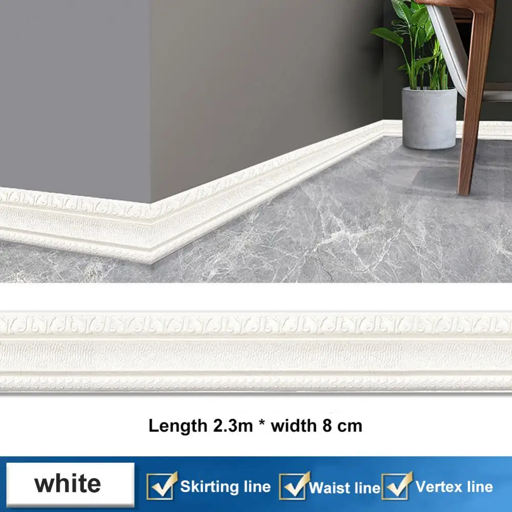 

Self Adhesive Wall Sticker Shearable Wide Application Corner Waist Line Sticker Waterproof Baseboard Embossed 2023 New Wholesale