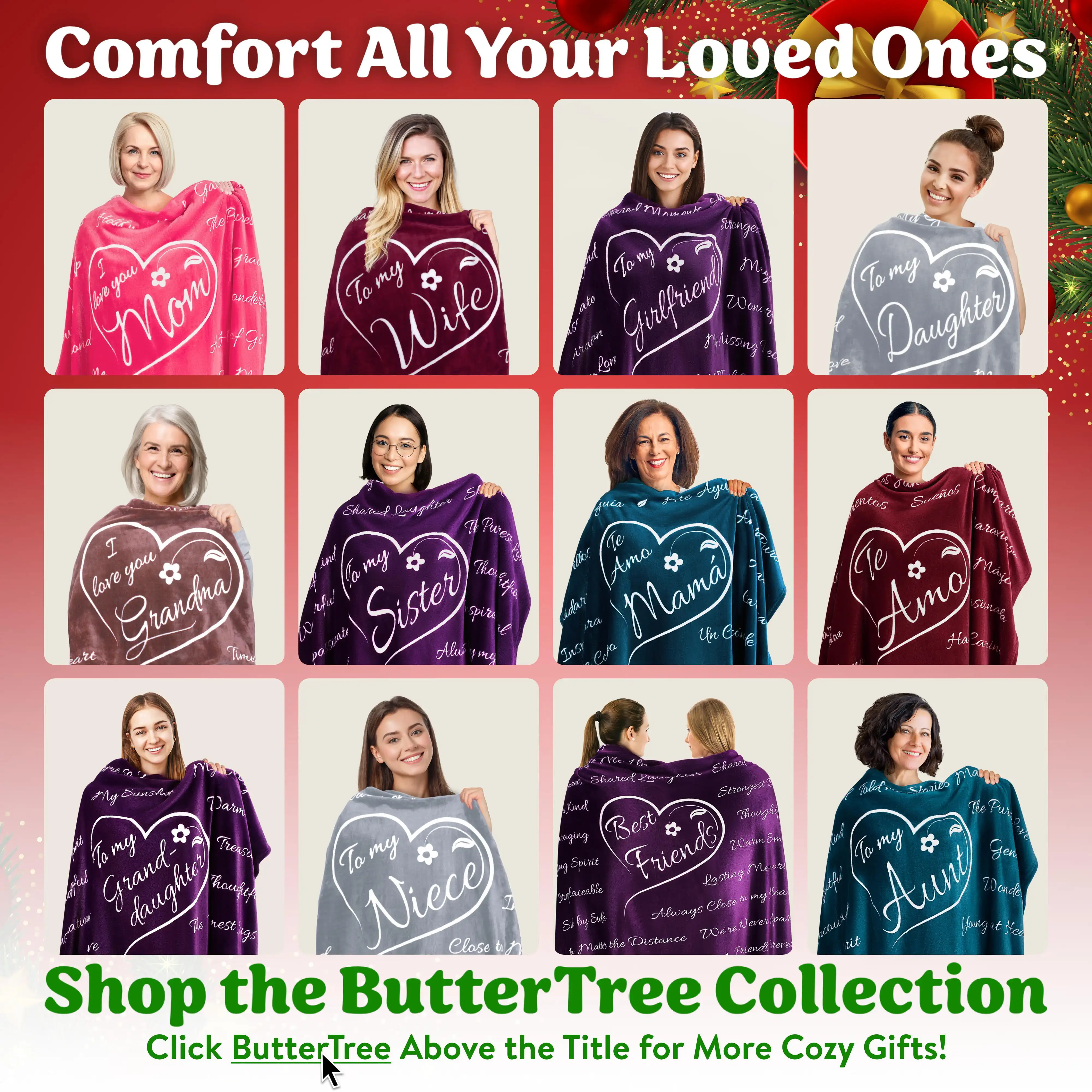 

Love You Mom Blanket by , Gifts for Mom, Birthday Gifts from Daughter (Purple Fleece Throw 65" x 50") Blanket For Sofa Bed Cover