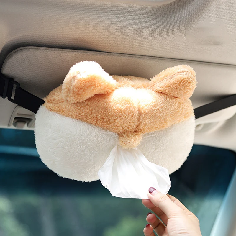 Creative Corgi Ass Tissue Box Soft Cartoon Napkin Case Cute Animal Car Paper | Boxes