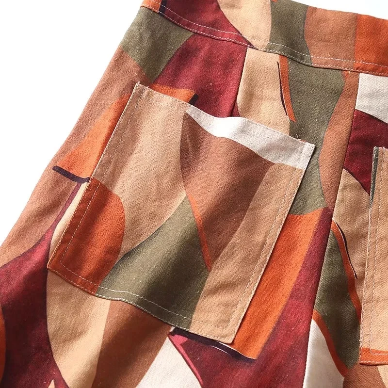 Elmsk 2023 Summer Indie Folk Camouflage Print Shorts Women Fashion Bermuda Harem Casual Shorts Women