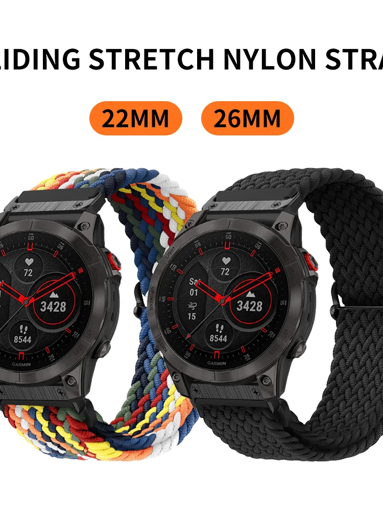 Плетеный нейлоновый ремешок для Garmin EPIX GEN2 Fenix7 7X Solar/6X 6XPro 5XPlus Enduro 2