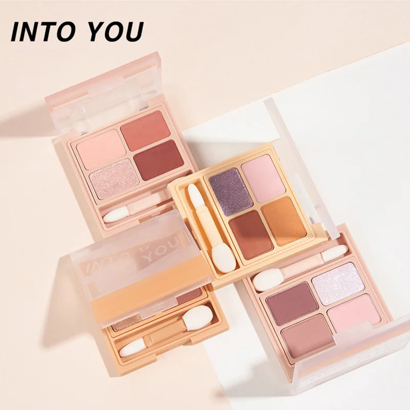

Палитра для макияжа INTOYOU в четырех цветах, стойкая Косметика для макияжа с двухсторонней кисточкой для теней