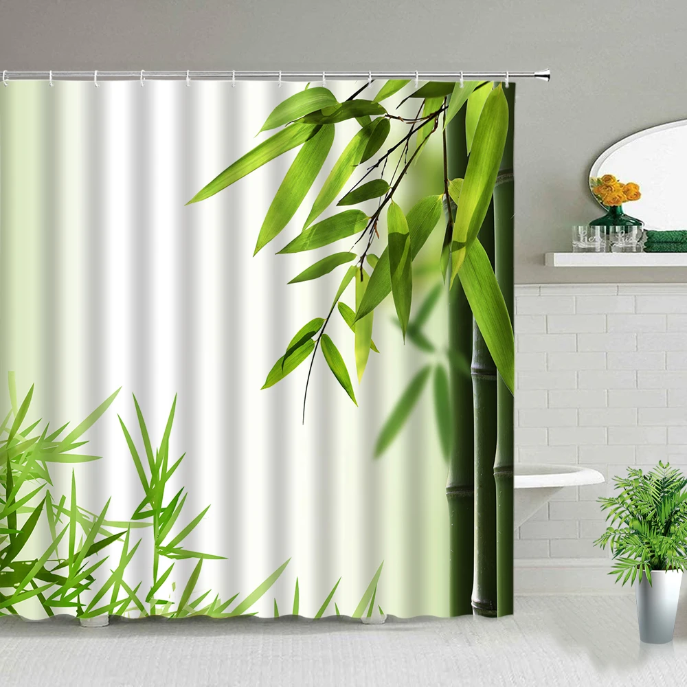 

Зеленая бамбуковая занавеска для душа в китайском стиле, аксессуары для ванной комнаты, штора, домашний декор, эстетический экран для ванны