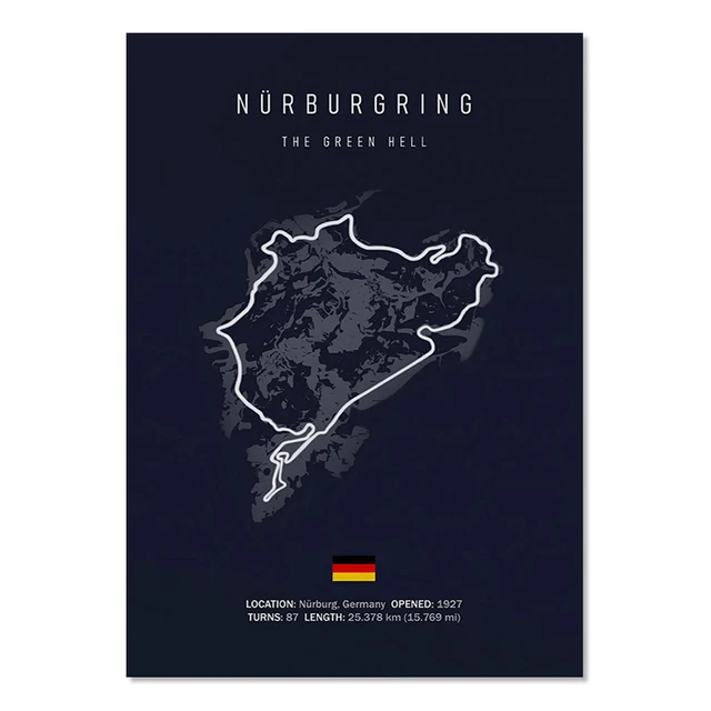 

F1 Имола Монако схема Картина на холсте гонки украшения живопись скандинавский контур плакат подходит для украшения стен дома