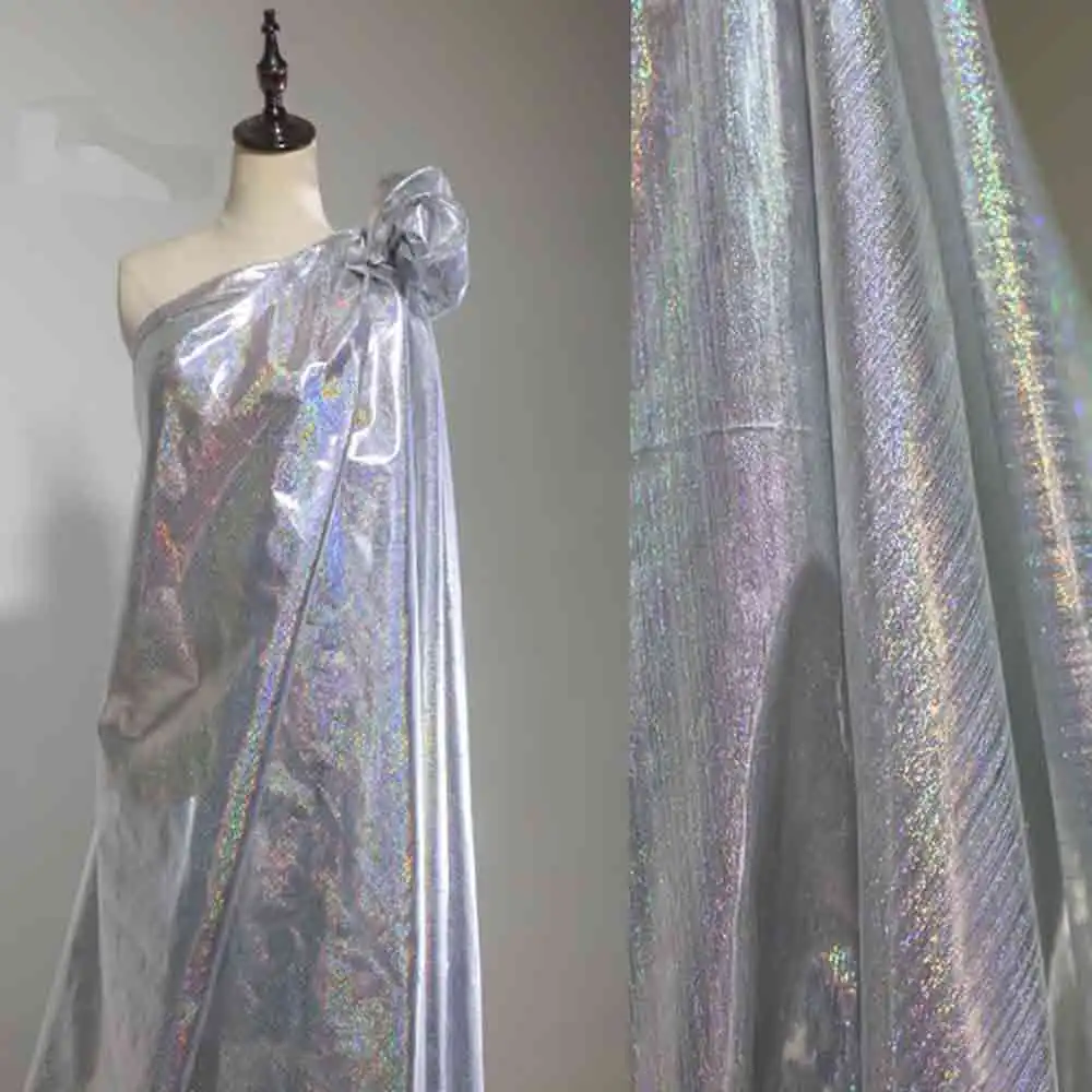 

Сделай Сам юбка платье Кукла Одежда занавеска украшение пришить Серебряный фон тонкий стиль голографическая полоса ткань