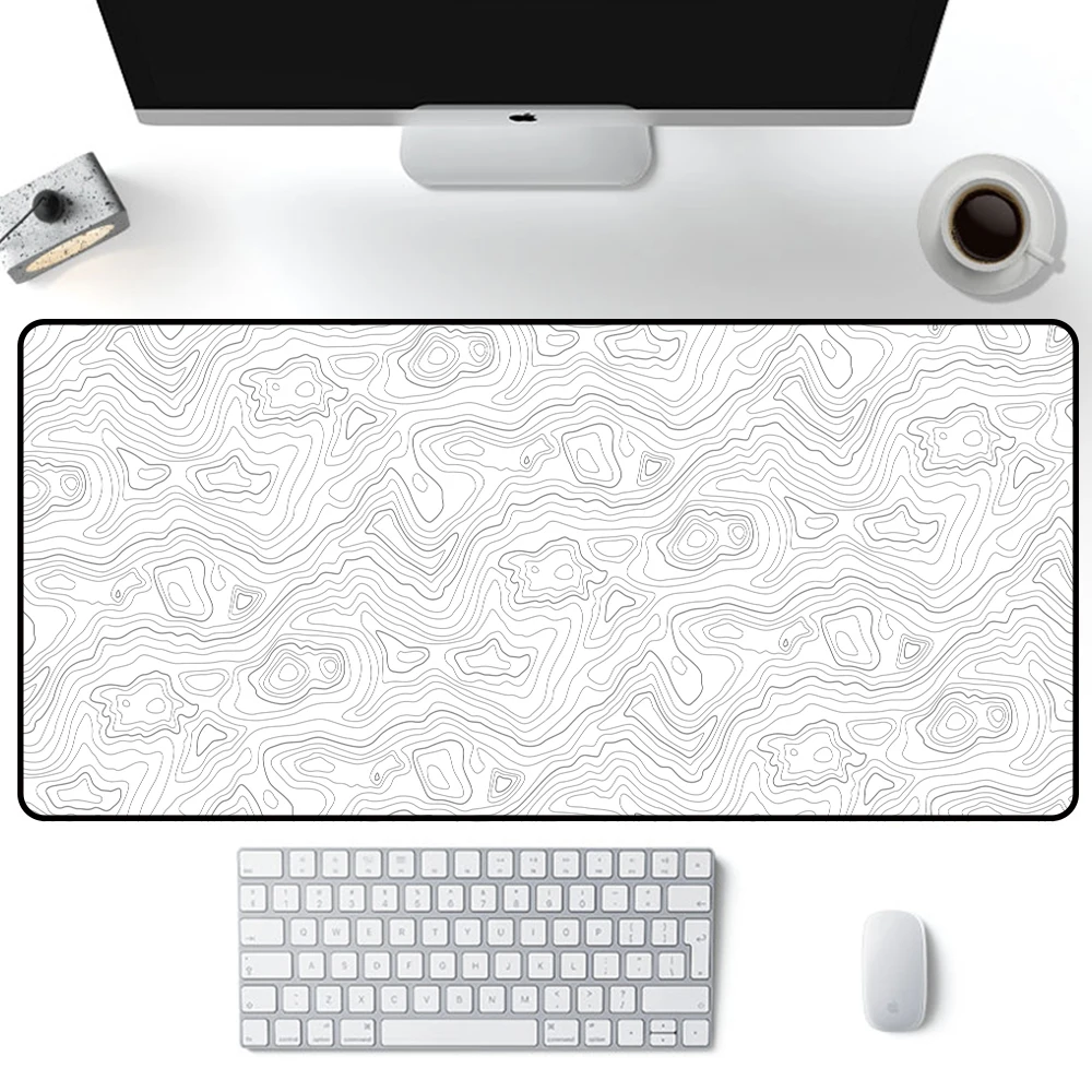 Alfombrilla de ratón grande de arte, almohadilla protectora de escritorio, blanco y negro, para mesa, Xxl