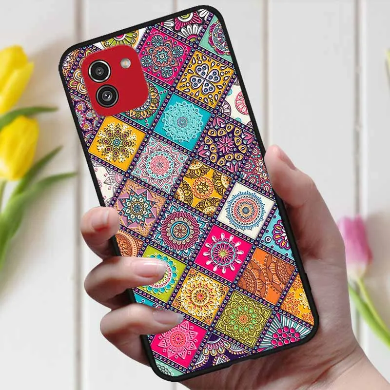 3D чехол с тисненым цветком для Samsung Galaxy A03 A 03 милый рельефный A035F телефона A04 -