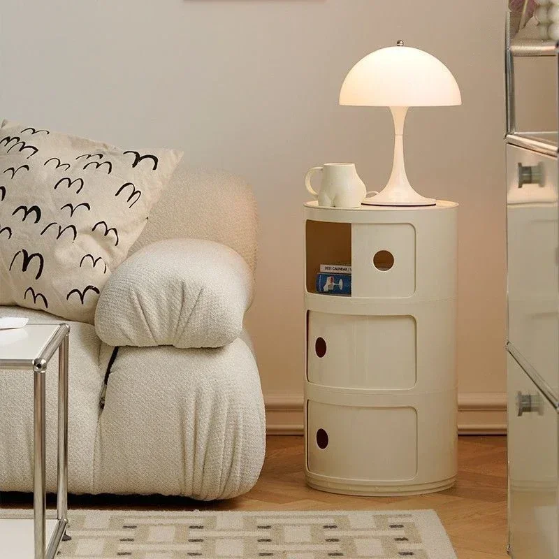 Красная прикроватная тумбочка для спальни современная минималистичная круглая