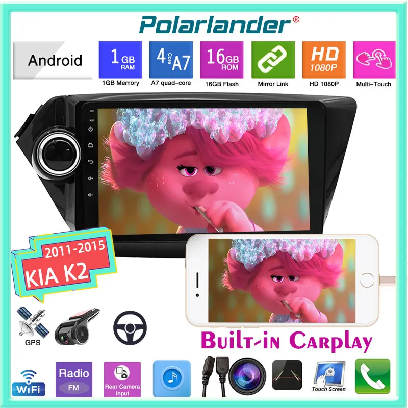 

Автомагнитола Carplay 9 дюймов, 2 Din, Wi-Fi, GPS-навигация, Bluetooth, сенсорный экран для Kia Old K2 2011-2015