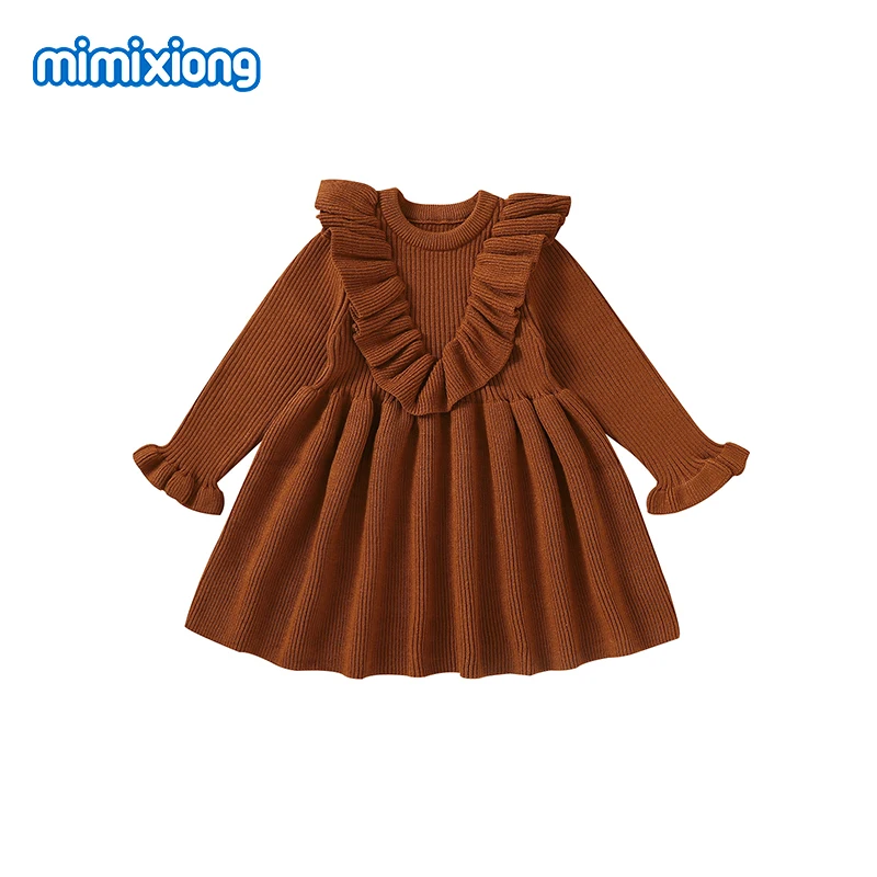 

Baby Winter Dress for Girls Autumn Winter Solid Princess Dresses Casual Long Sleeve A-Line Pleated Toddler Infantil Vestido 1-3Y