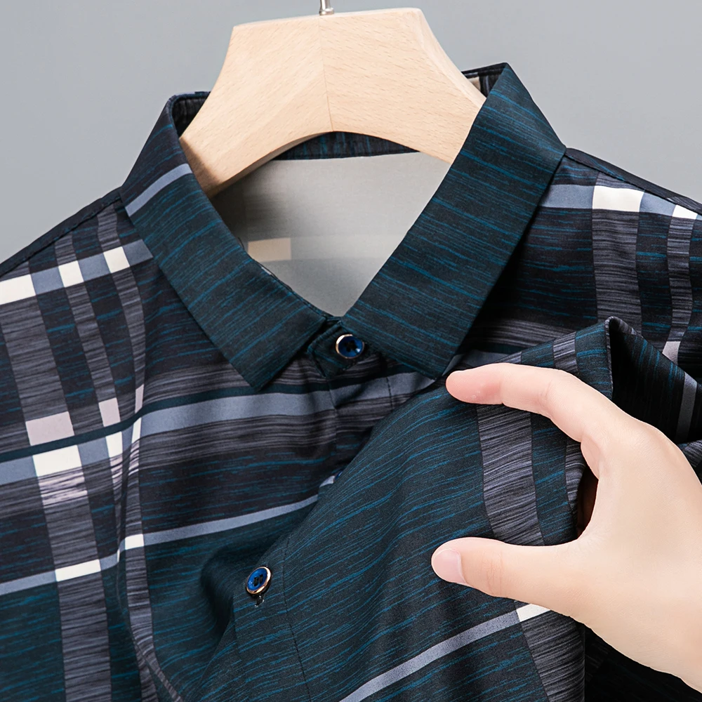 2022 new designer striped mens shirts for men clothing korean fashion long sleeve shirt luxury dress casual clothes jersey 7783