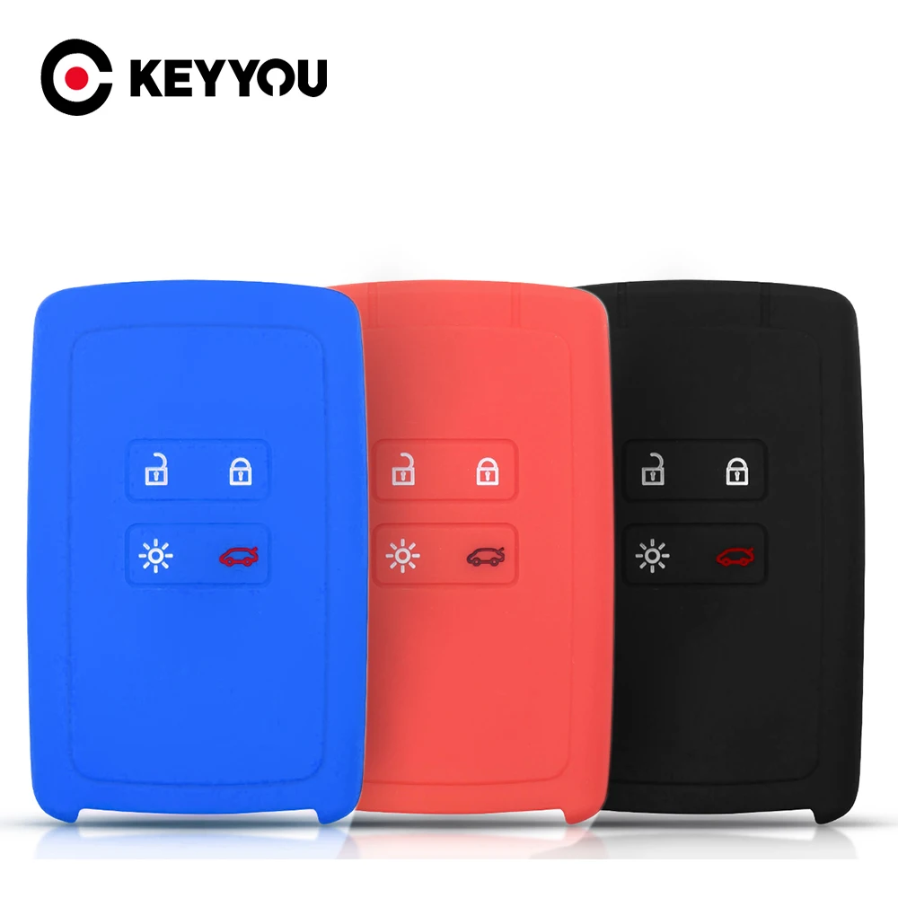 

KEYYOU 4 Buttons Silicone Car Key Case Cover Holder Shell For Renault Kadjar Scenic Clio Logan Megane 2 3 Koleos Sandero Card