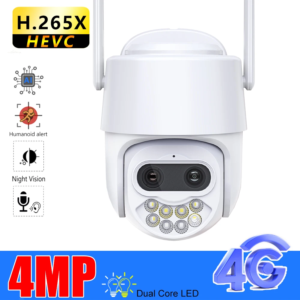 

IP-камера наружная, 4K, 8 Мп, 4G, Sim-карта, 4 МП, HD, PTZ