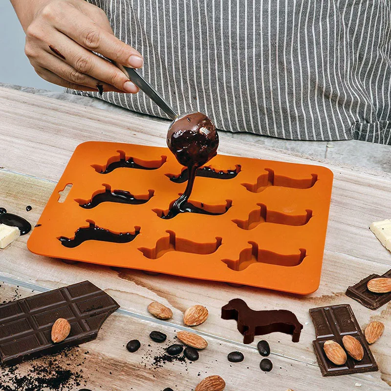 

Kitchen Creative Silicone Dachshund Puppy Shaped Ice Cube Chocolate Cookie Mold DIY Ice Tray Baking Tools Kitchen Accessories