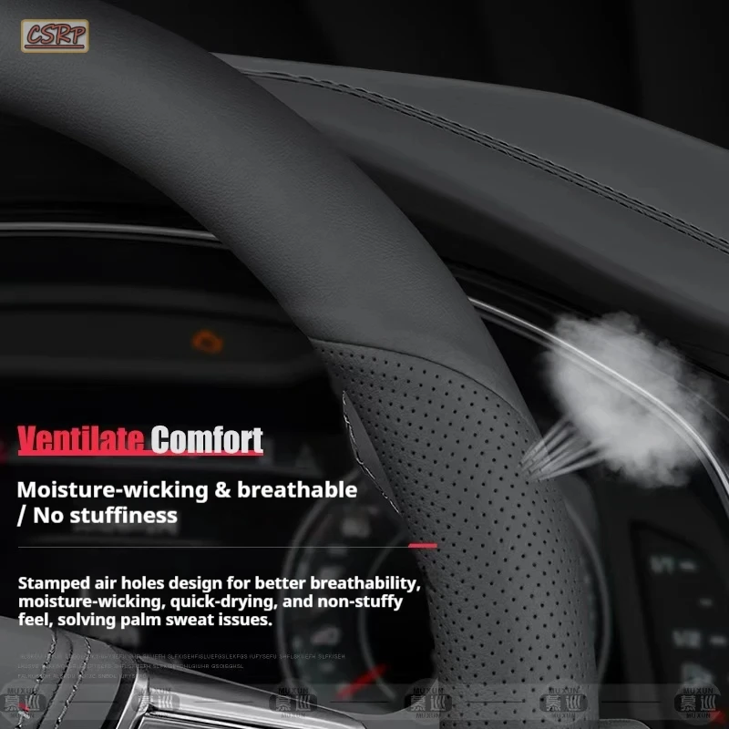 Фото Автомобильный чехол на руль для Ford Fiesta Ecosport B-MAX Ka(Ka+) Tourneo Courier, сделай сам, сшитый вручную черный чехол из искусственной кожи из микрофибры №4
