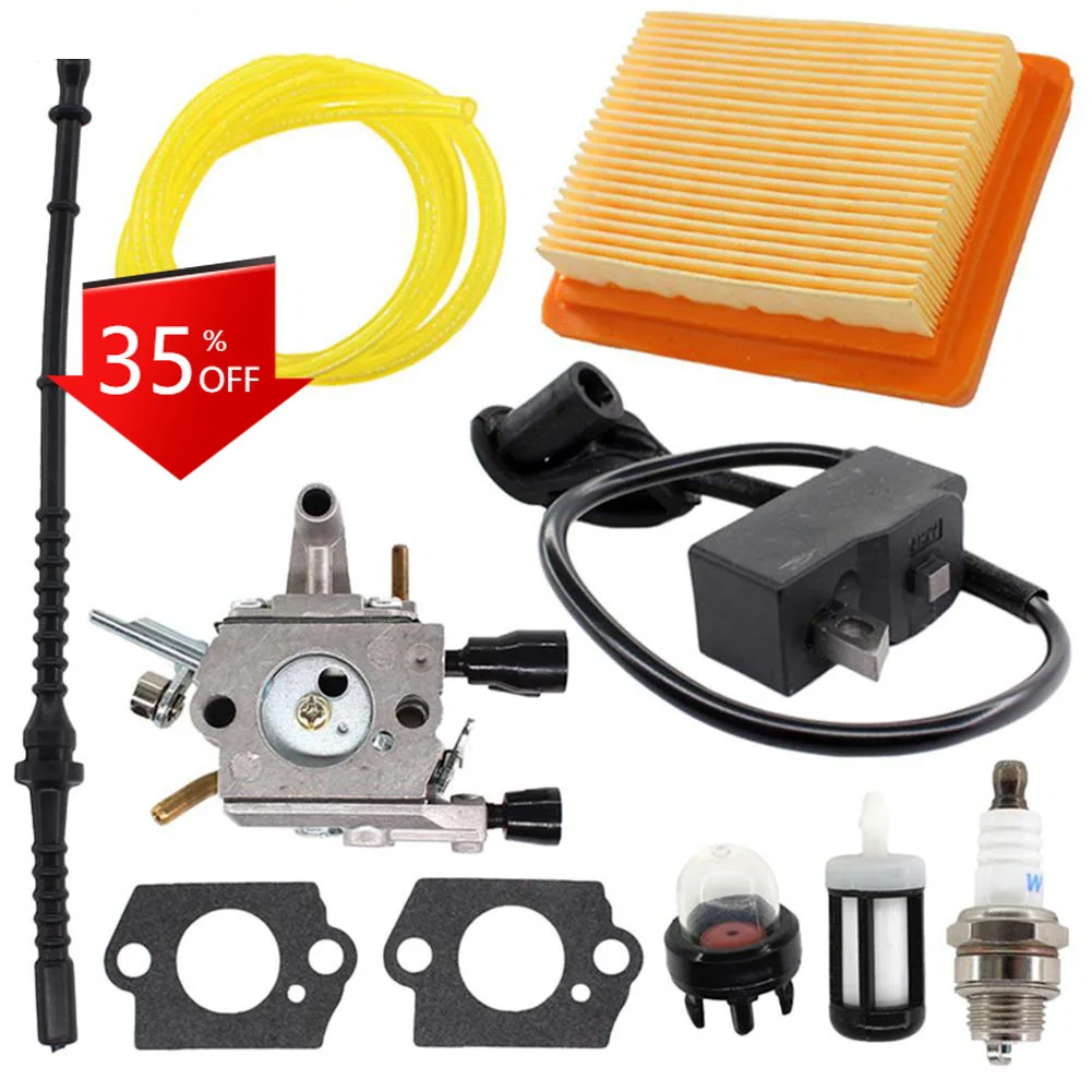 One set Kit Carburetor For Stihl FS120 FS200 FS250 FS250R FS300 FS350 Trimmer Brushcutter Ignition with Coil for Stihl 4134 400