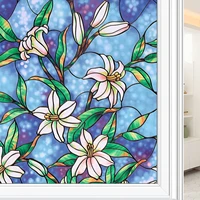 privacy window film stained glass window film static cling non adhesive decorative window film for home uv blocking privacy