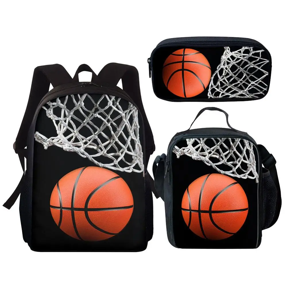 Детский комплект из рюкзака и сумки для мальчиков и девочек, модный баскетбольный ранец с 3D принтом, сумка для учебников и учебников