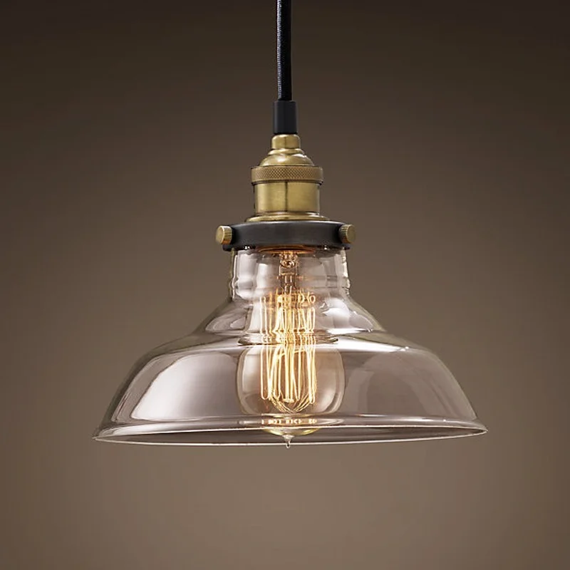 

Современный подвесной светильник в стиле лофт, лампа в винтажном стиле с прозрачным серым и янтарным светом, столовое стекло
