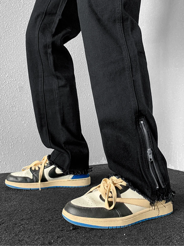 High Street Black White Jeans Men's Loose Casual Long Pants Men Pants Men Clothing