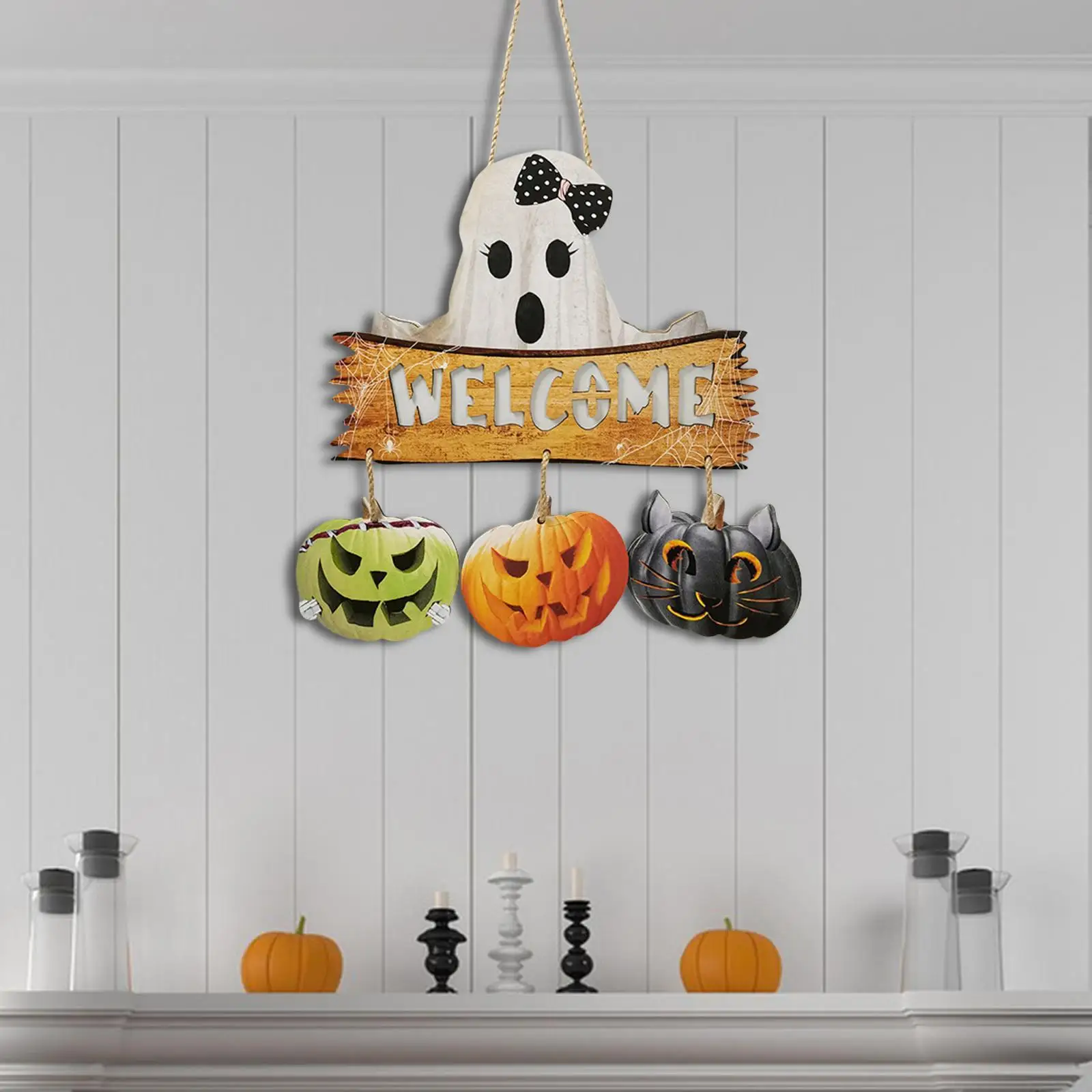 

Porch Sign Door Hanger Wooden Plaque Hanging Ornament Halloween Hanging Sign
