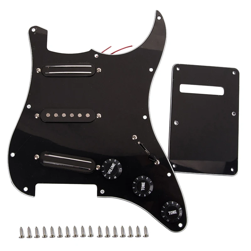 

Black 3-Ply Sss Dual Rail Pickups Loaded Prewired Guitar Pickguards For 11 Hole Electric Guitar