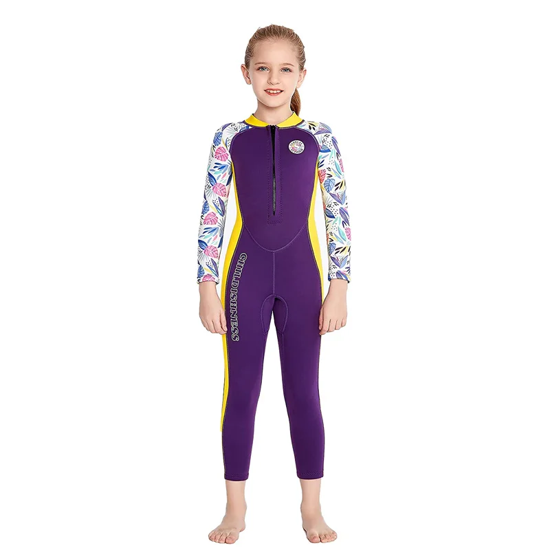 

2mm Neoprene Surfing Wetsuit for Girls Children Underwater Colorful Diving Suit Swimsuits Kids Scuba Swimwear Thick Bathing Suit