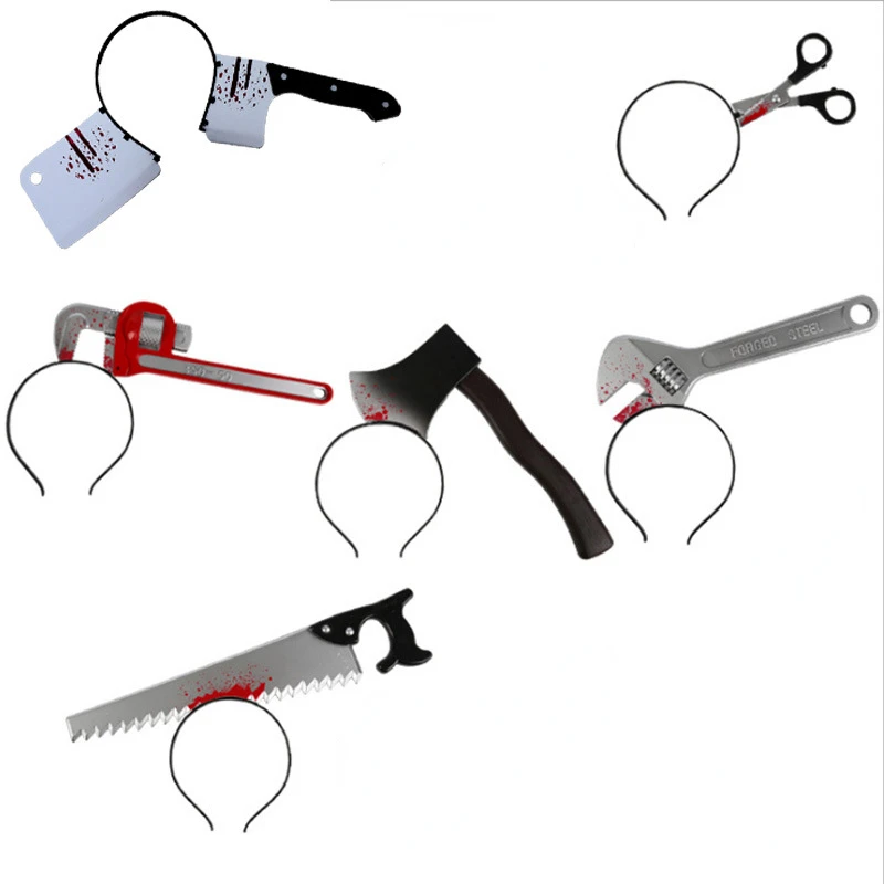 

6 Pieces Halloween Decoration Horror Headband Simulation Scary Tricky Piercing Knife Bar Haunted House Props