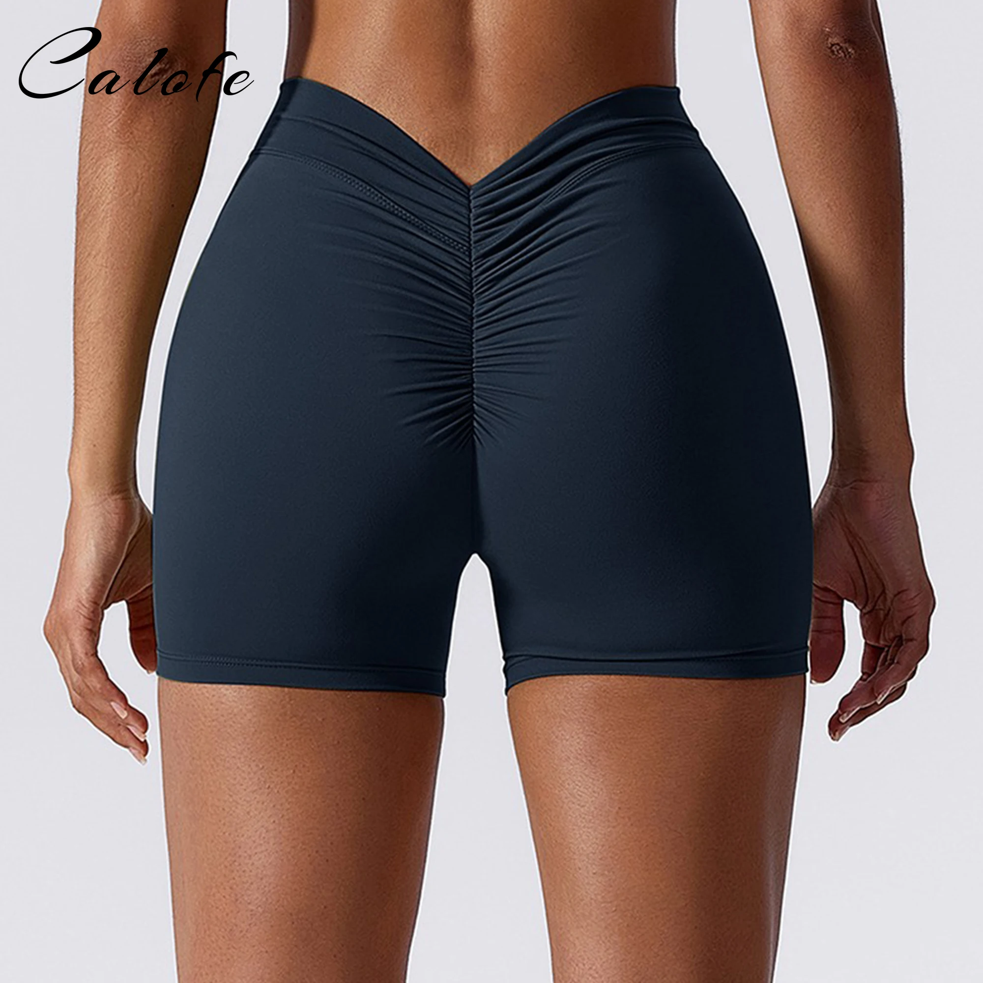

V Back Yoga Shorts for Women Workout Gym Shorts Scrunch Butt Sport Short Nylon Fitness Tights Cycling Shorts Activewear