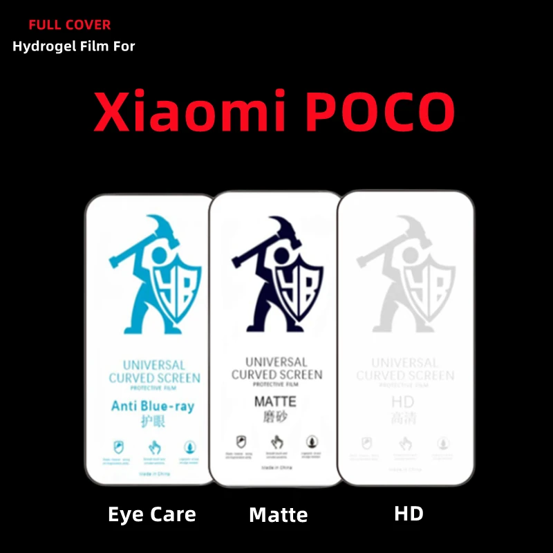 

4 шт. полное покрытие, матовые Защитные пленки для Xiaomi Poco X3 X4 X5 Pro HD, Гидрогелевая пленка для Poco F3, защитная пленка против синего света