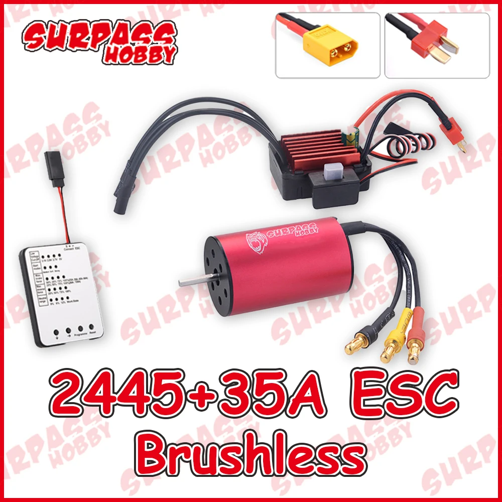 

Surpass Hobby 2445 Brushless Motor Waterproof 35A ESC Programming Card for 1/18 1/16 1/20 Rc Car Truck Buggy Off Road Wltoys Toy
