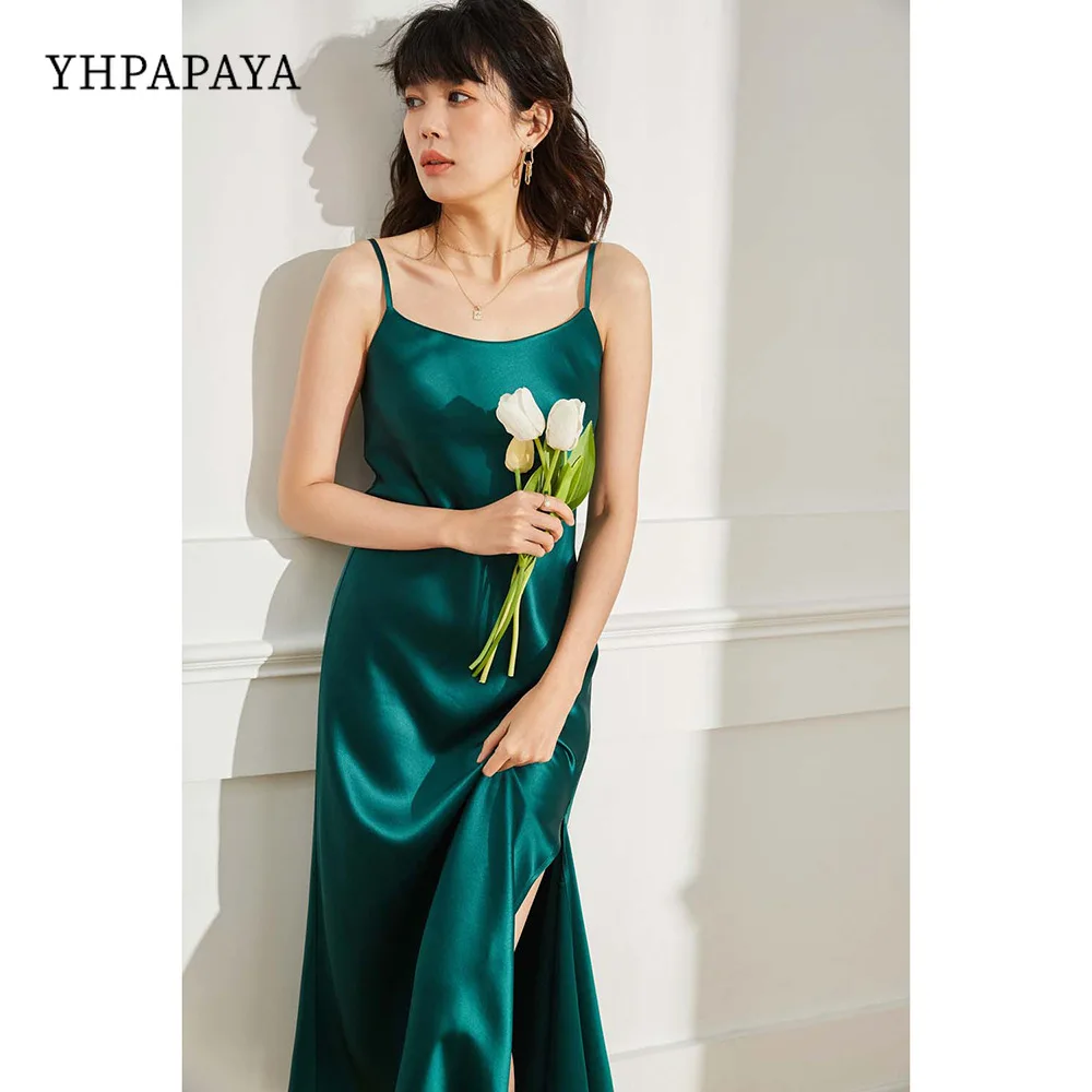 

Винтажное женское летнее платье YHPAPAYA, официальное женское однотонное облегающее пляжное платье до щиколотки с V-образным вырезом для женщи...