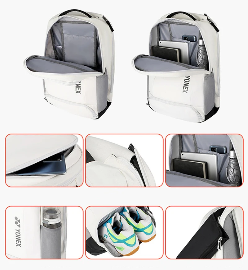 YONEX Waterproof Sports Badminton Racket Backpack 2pcs Tennis Shoulder Bag With Shoe Compartment Ergonomic Design for Unisex