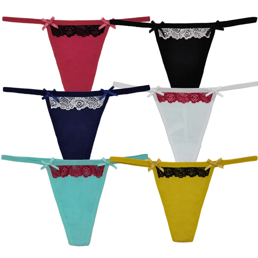 

6Pcs/Lot Women Cotton G-Strings Thongs Sexy Underwear Ladies Low-Rise T-back Female Intimate Lingerie Underpants